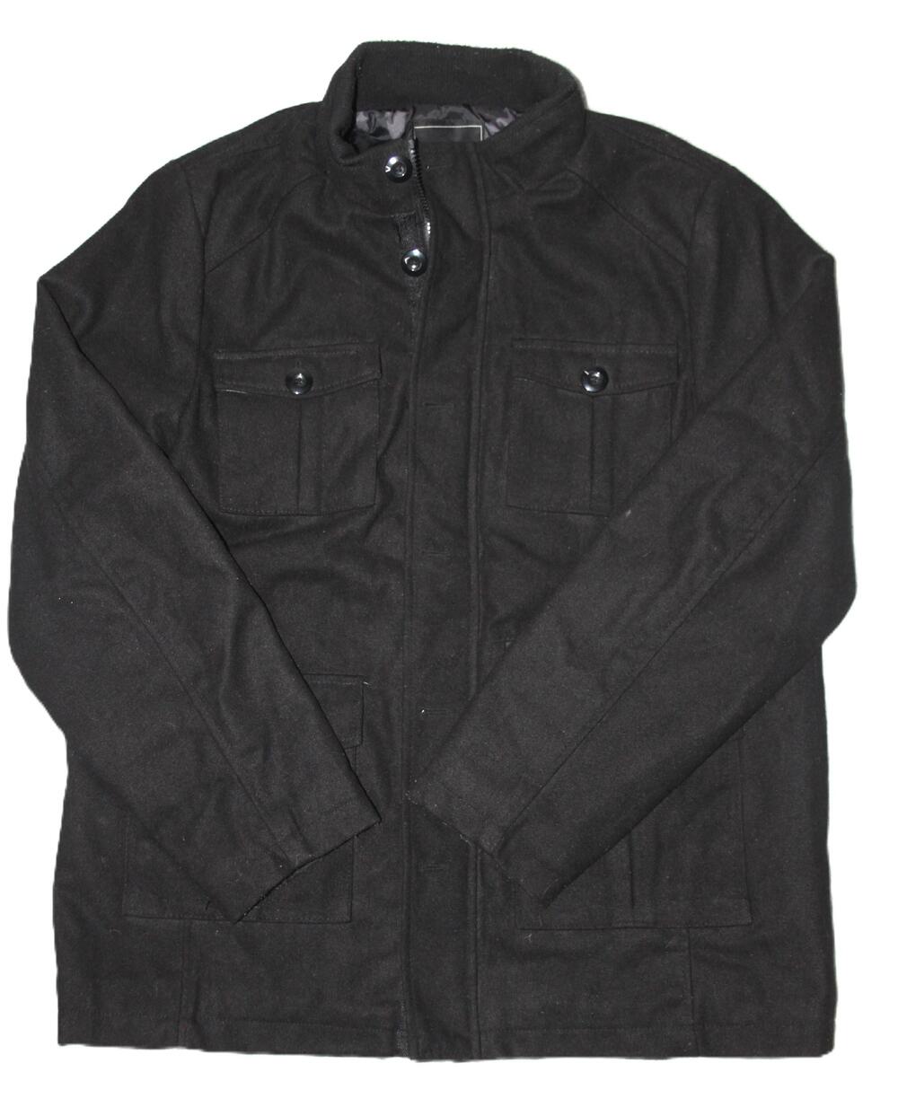 Rock & Republic Jacket Mens XL Black Quilted Camo Lined Field Coat Warm
